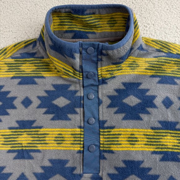 Mountain Khakis Sweater Mens Large L Grey Blue Quarter Snap Aztec Print Fleece - Picture 5 of 11